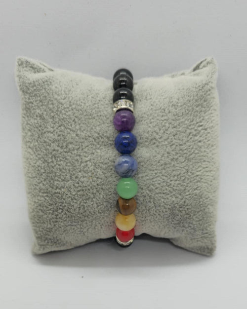 7 Main Chakra Bracelet with Natural Black Tourmaline